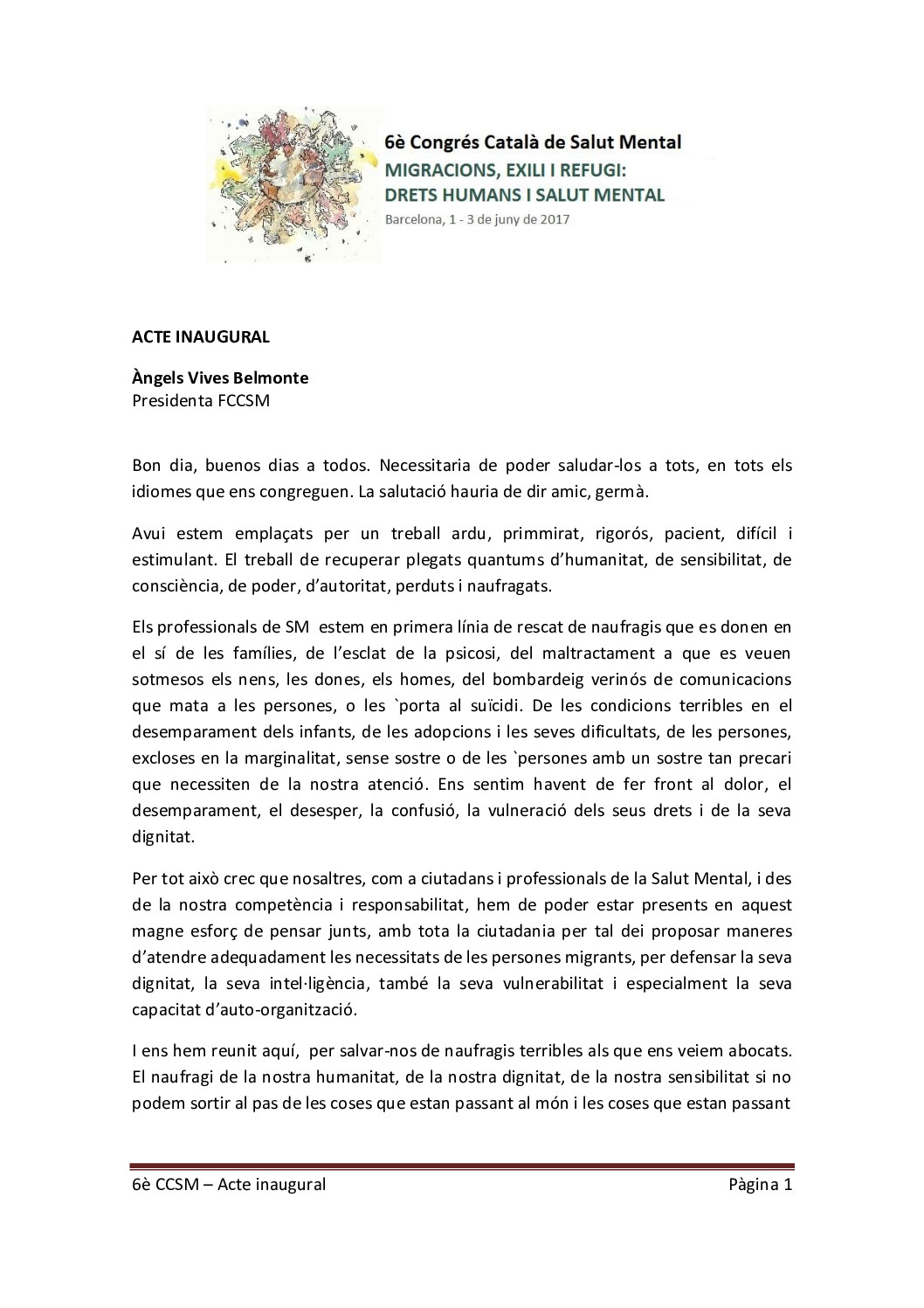 6è Congrés SM - Acte inaugural