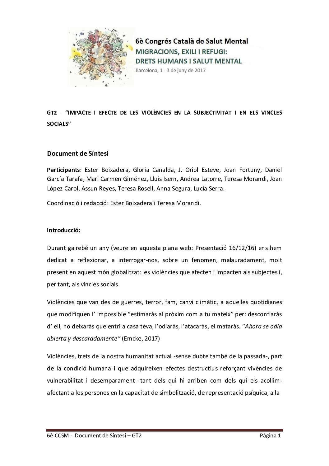 6è Congrés SM - Document de Síntesi dels Grups de Treball - GT2