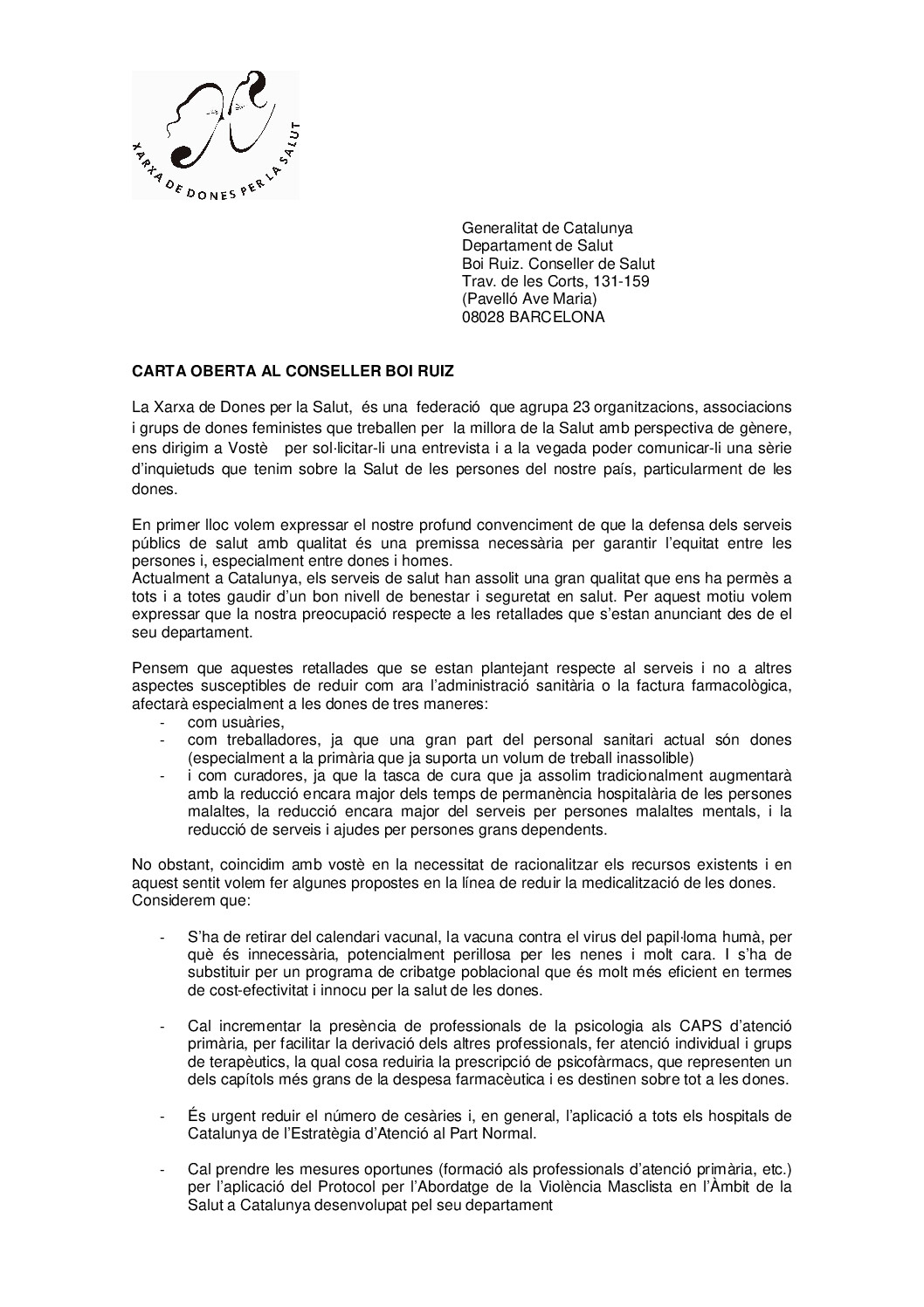 Carta oberta al Conseller Boi Ruiz