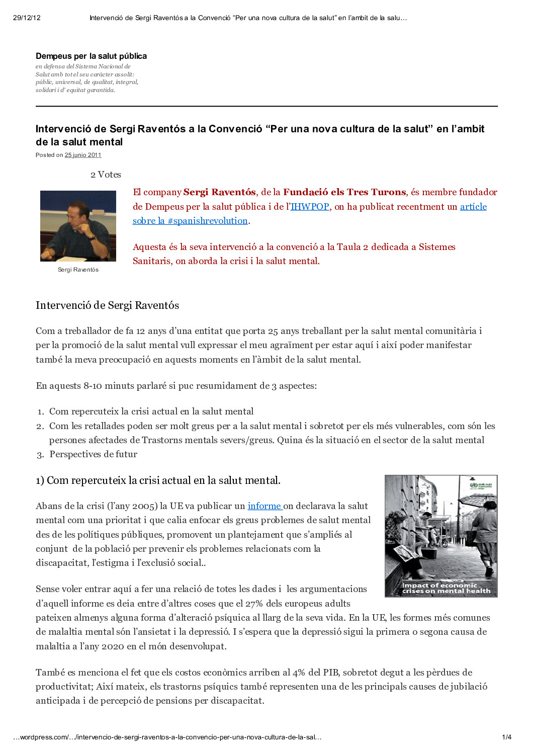 Per una nova cultura de la salut