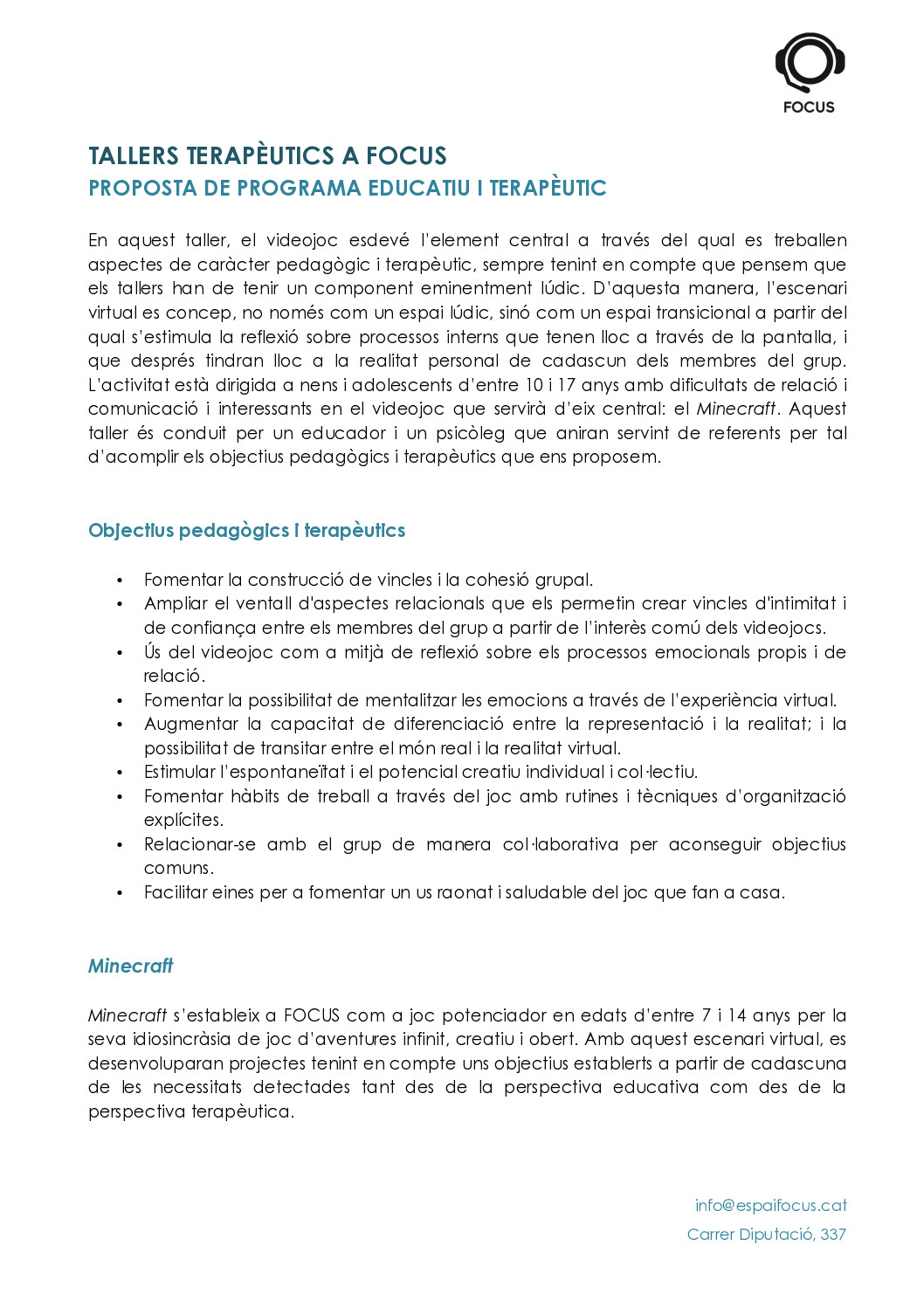 focus tallers terapeeutics