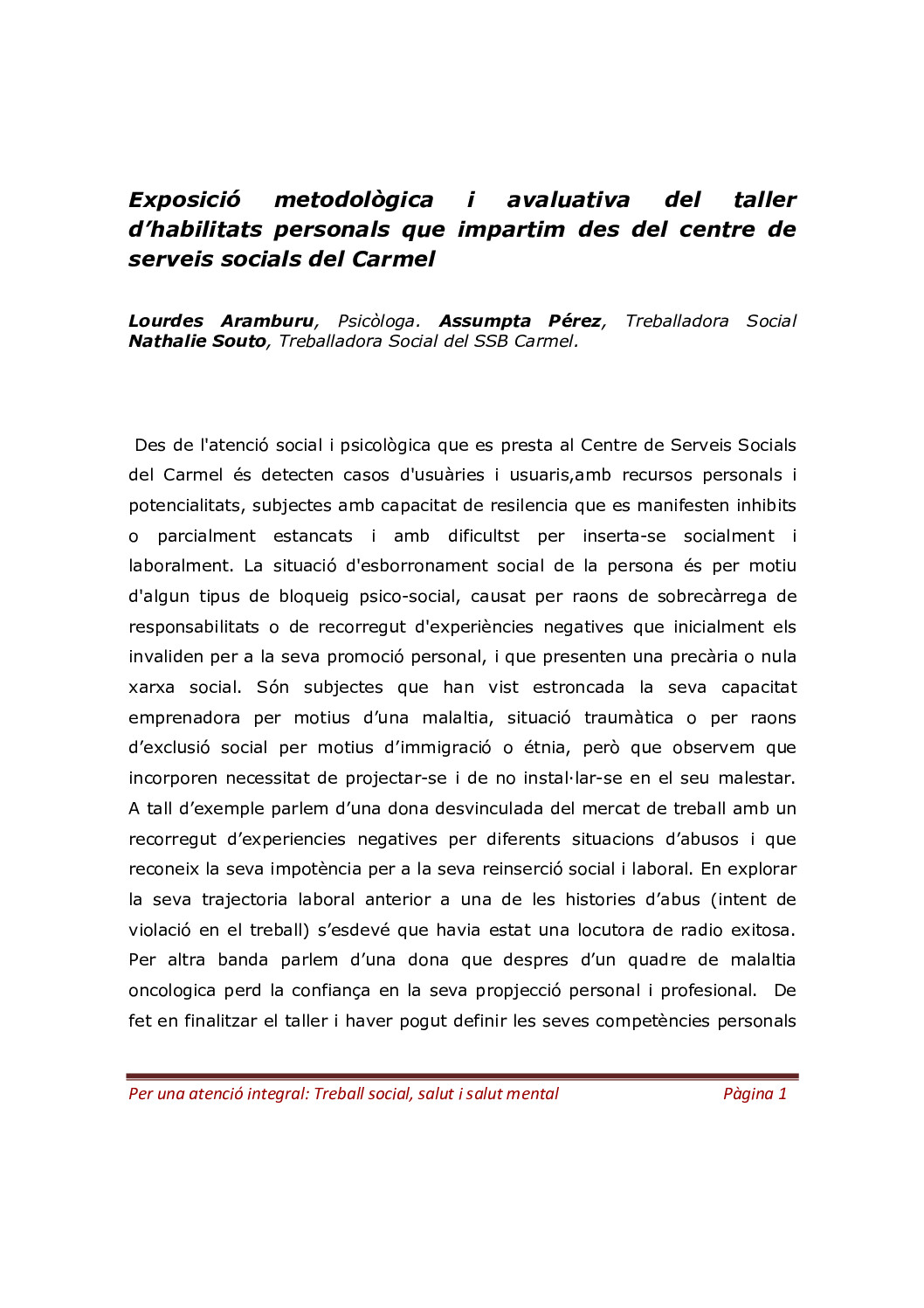 Taller d'habilitats personals