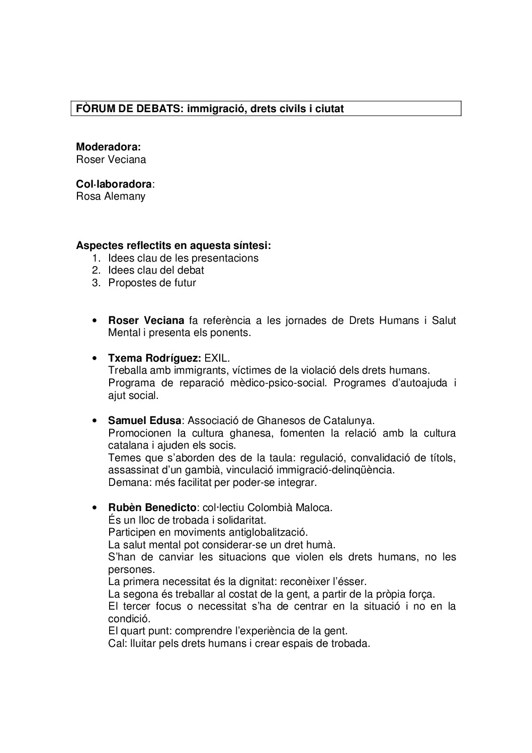 Immigracio drets civils i ciutat