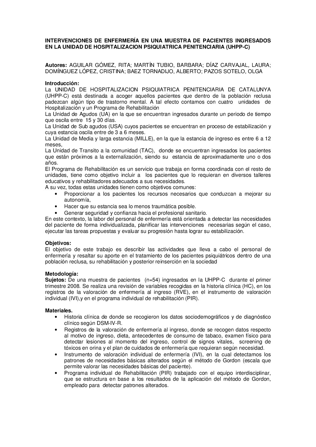 Intervenciones de enfermería