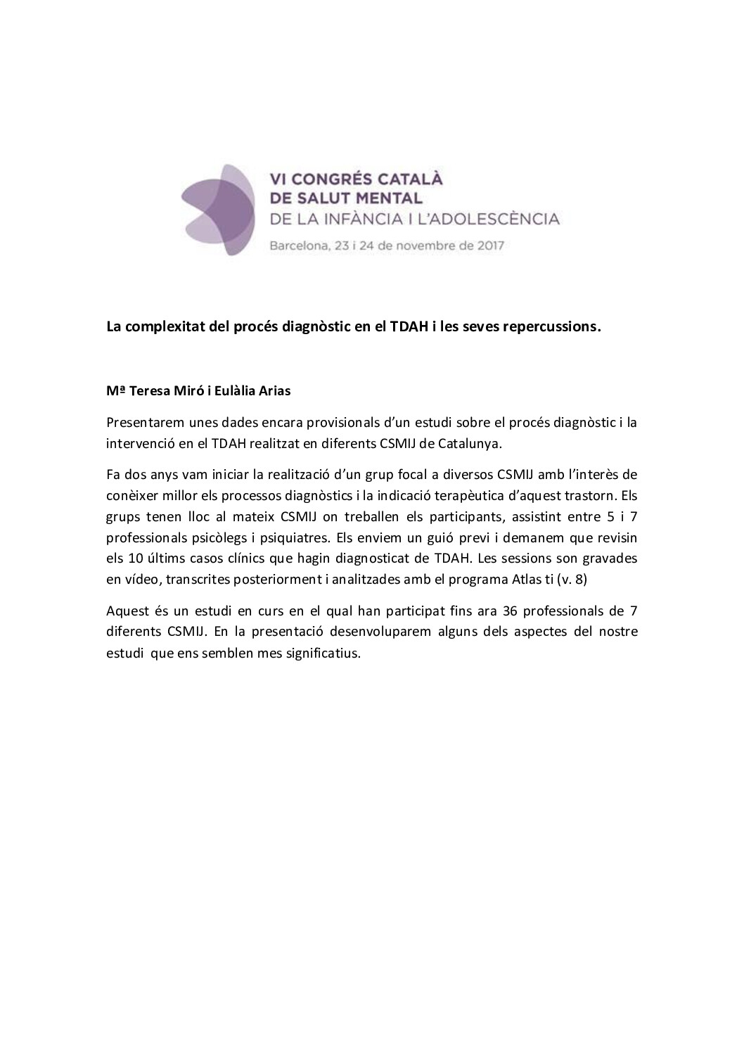 la compleixitat del proces diagnostic.M Miro