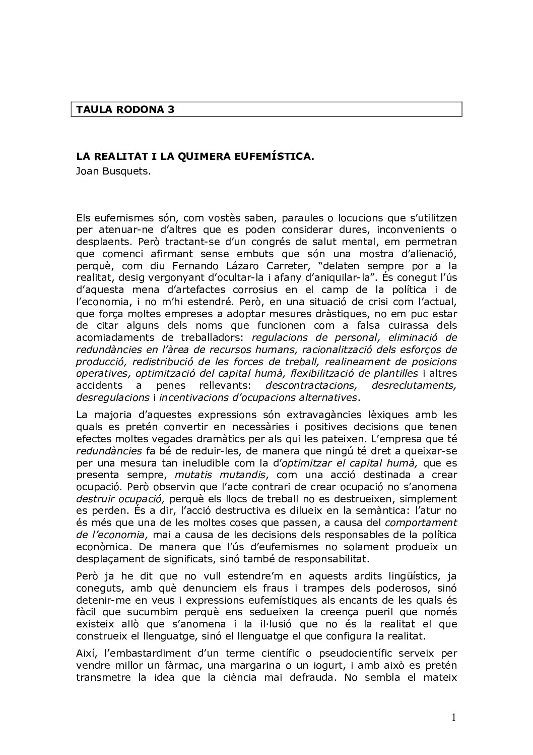 La realitat i quimera eufemística