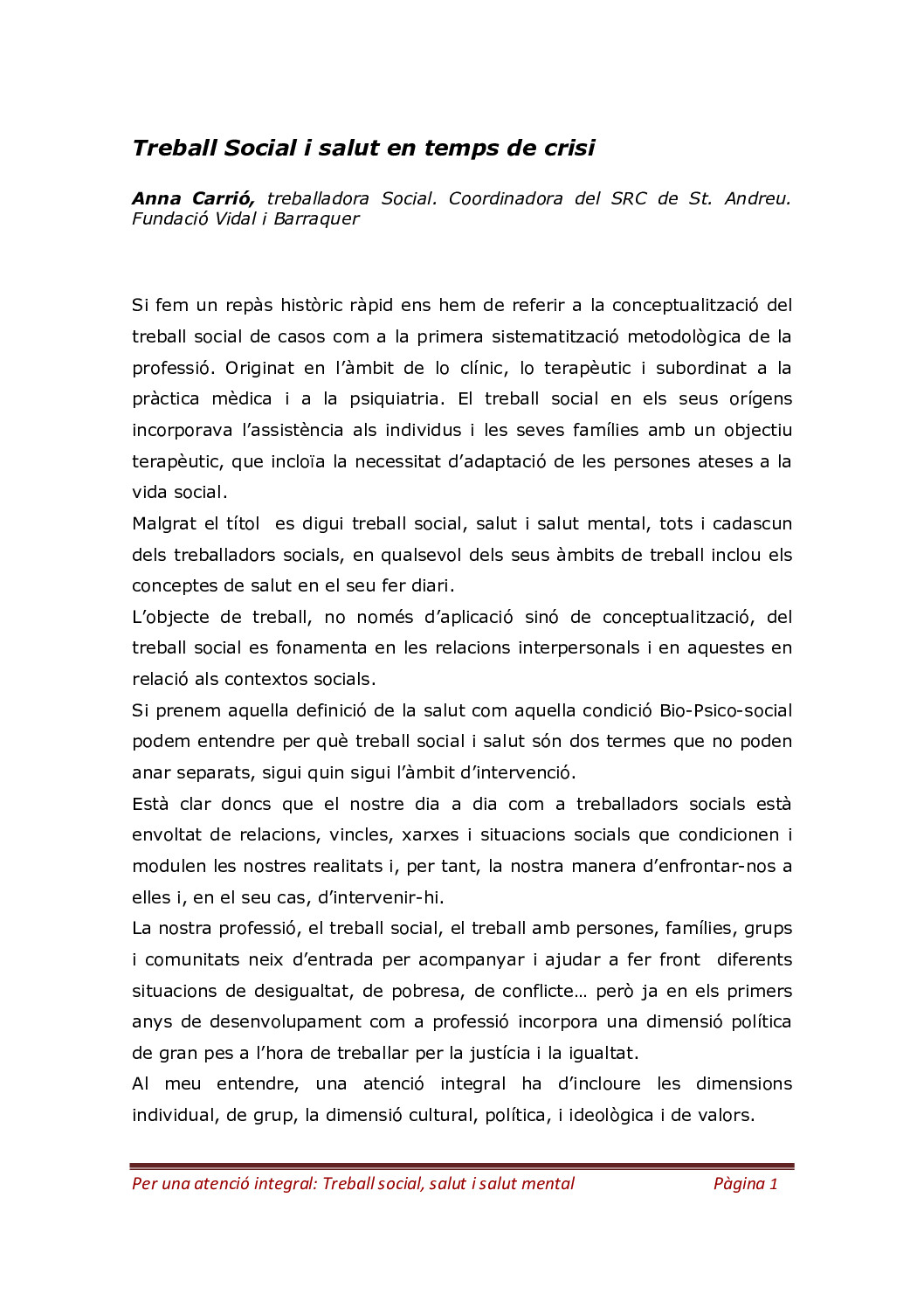 Treball social i salut