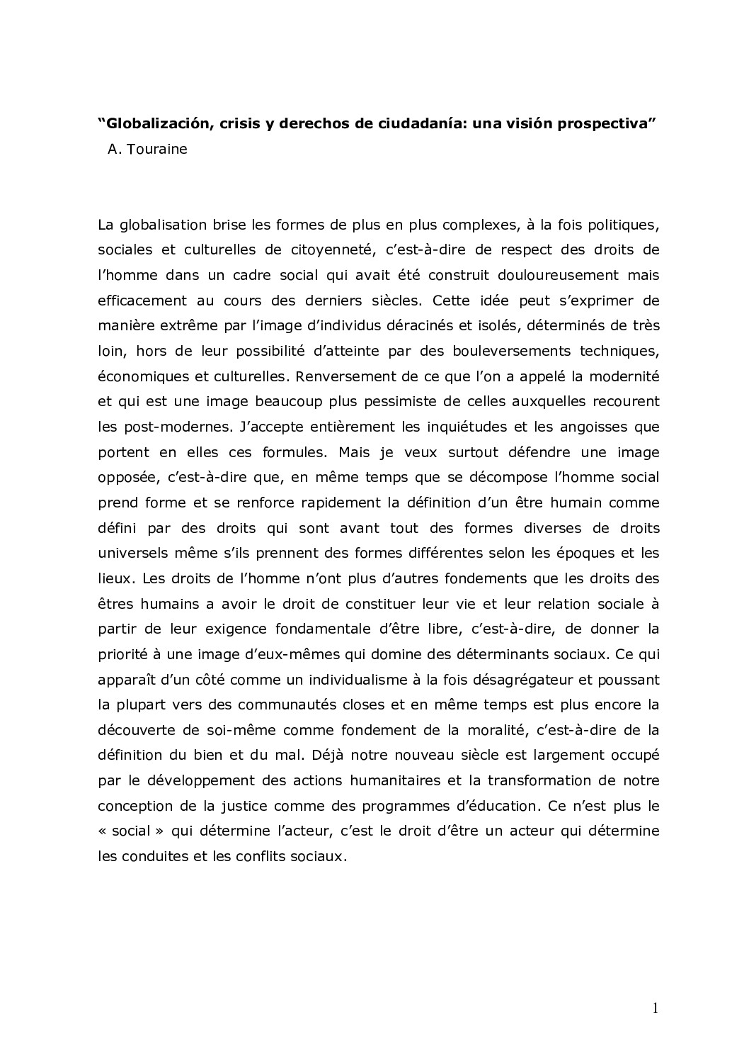 Globalización, crisis y derecho de la ciudadania