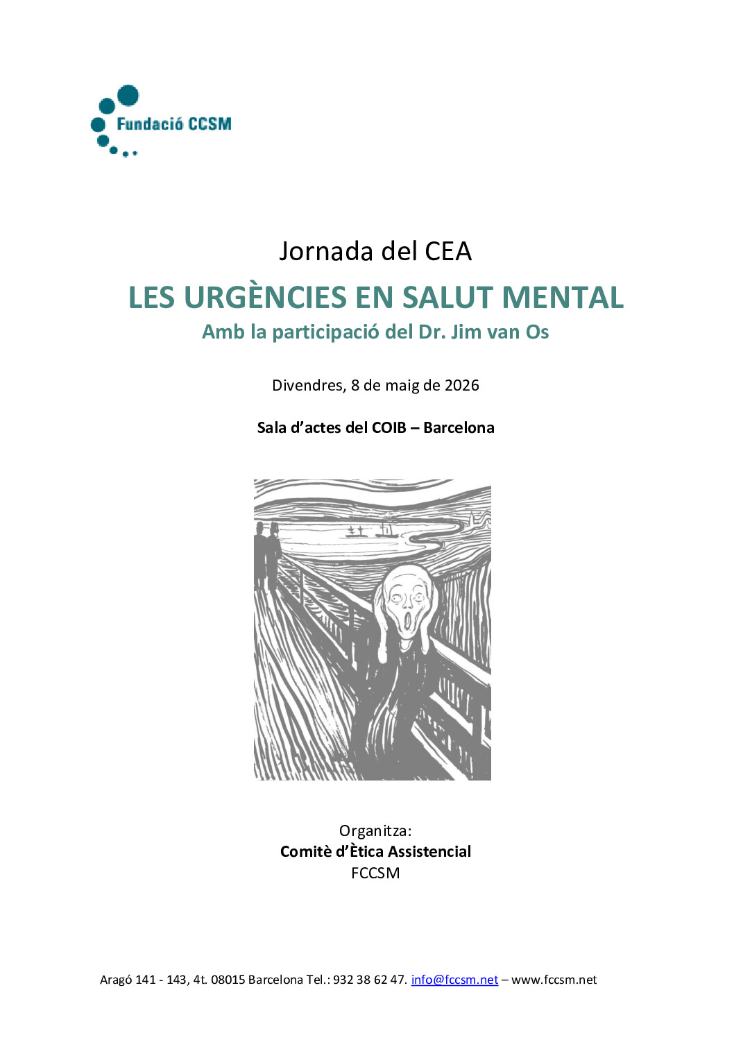 Programa de la Jornada "Les urgències en Salut Mental"