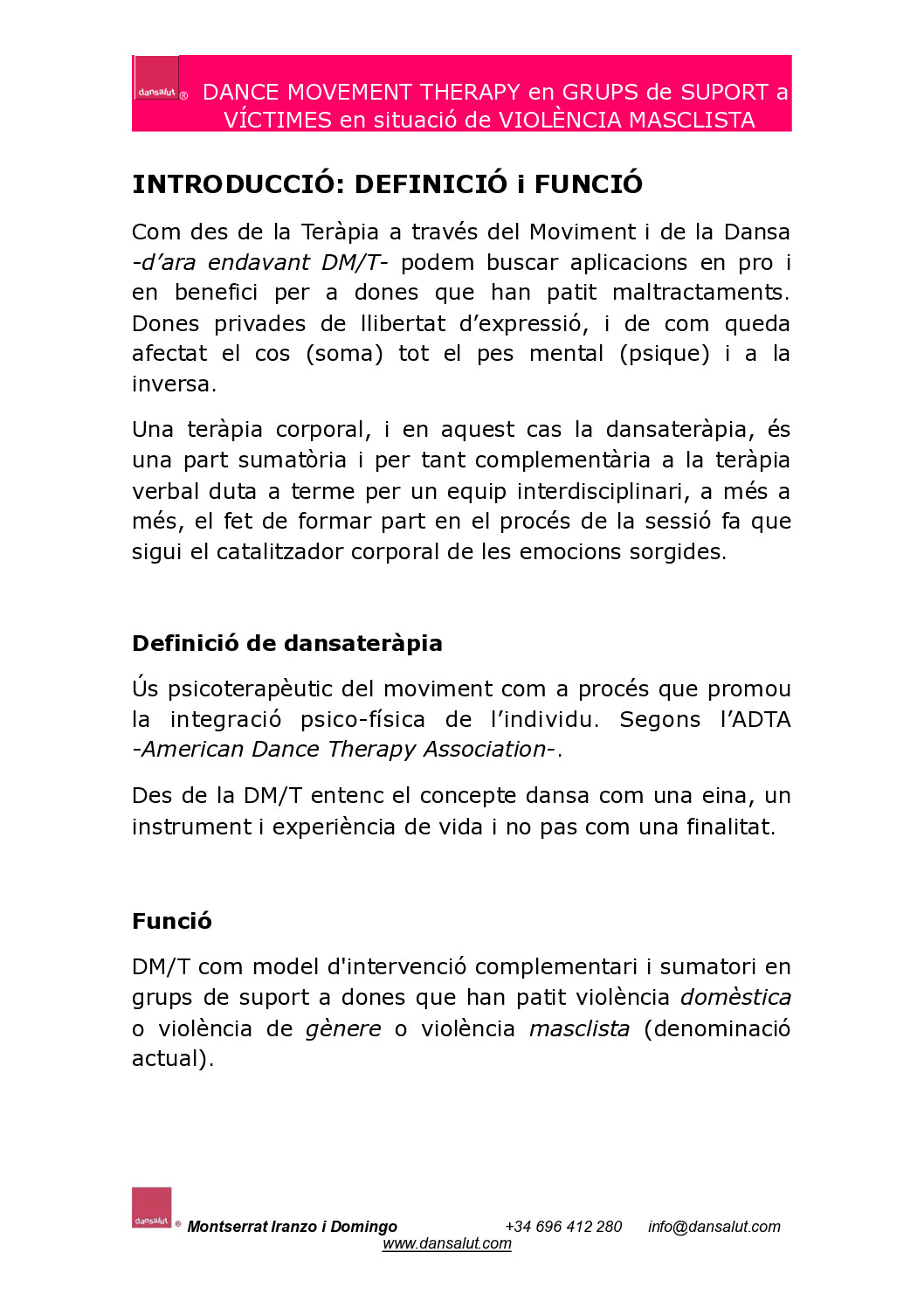 Dansateràpia en els Grups de Suport a Víctimes de Violència Masclista dels Serveis Socials de l’Ajuntament de Barcelona